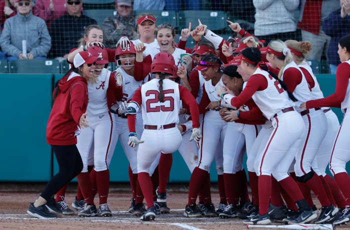 Celebration after Jordan Stephen's walk-off home run against Middle Tennessee